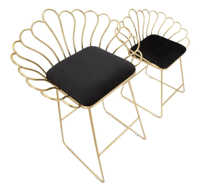 Sgabello Glam Flower Nero Cm 57X52X94-56X48X72,50