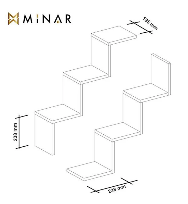 Homemania Set 2 Mensole Iris W71,4xD19,5xH71,4 cm Nero