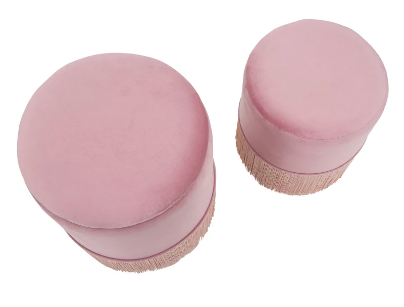 Puff Contenitore Lines Coppia Rosa Cm Ø 35X42-30X32