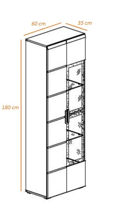 Homemania Mobile TV Dublin W300xD45xH180 cm , Bianco, Bianco Lucido PVC, Vetro Nero
