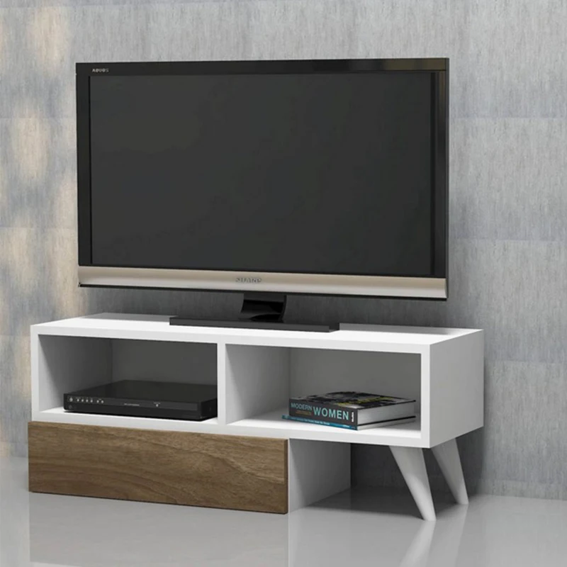 Homemania Mobile TV Active W140xD29,7xH35 cm Bianco, Noce