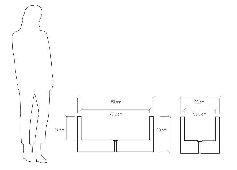 Farmet New Vaso Rettangolare Atlantis Cm 80 Antracite Nero 80x39x39