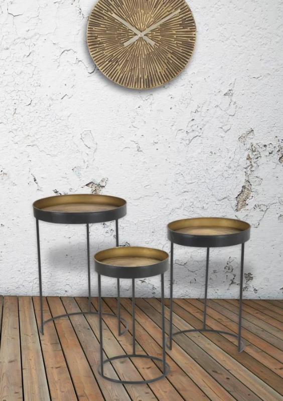 Tavolinetti Alti Bascket Botis Set 3 Pz Cm Ø 42.5X60-35.5X54-30.5X49