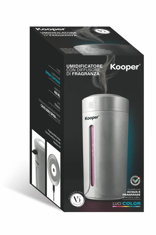 Kooper Umidificatore Con Diffusore Essenze Grigio 2W Luci