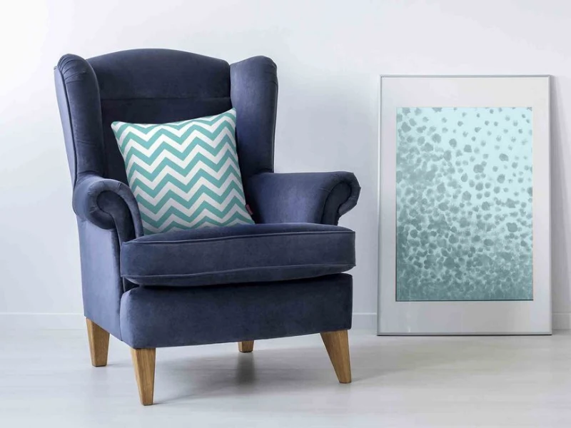 Homemania Cuscino Decorativo Fantasia Zig Zag Bianco e Azzurro 43x43x5 cm