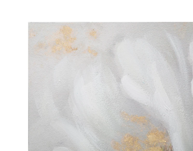 Dipinto Su Tela White/Gold Flower Cm 140X3,7X70