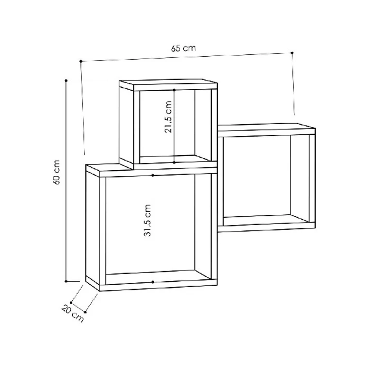 Mensola Kutugen da Parete Porta Oggetti in Legno Bianco L35xP22xA35 cm