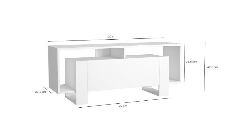 Homemania Mobile TV Melville W120xD33,2xH47,5 cm Bianco, Sonoma