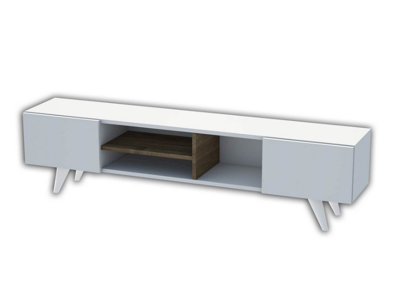 Homemania Mobile TV Dore W160xD29,7xH40,6 cm Bianco, Noce