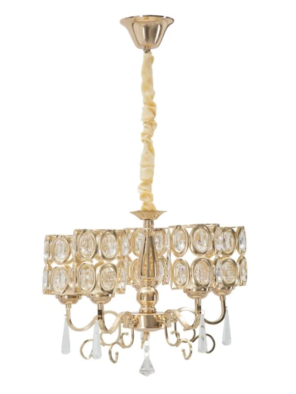 Lampadario Glam Cristal 5 Luci Cm Ø 40X72