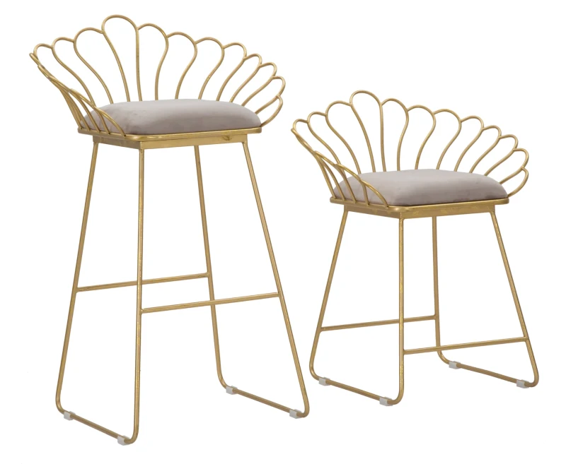 Sgabello Glam Flower Grigio Cm 57X52X94-56X48X72,50