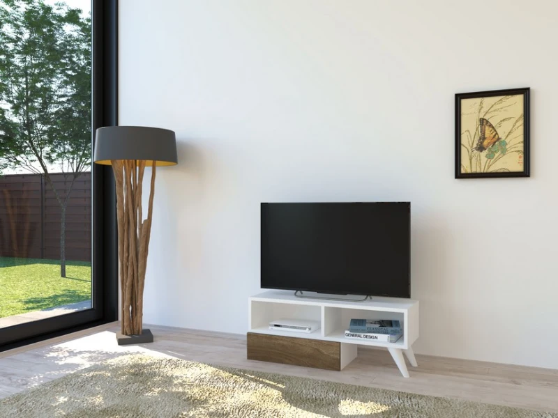 Homemania Mobile TV Active W140xD29,7xH35 cm Bianco, Noce