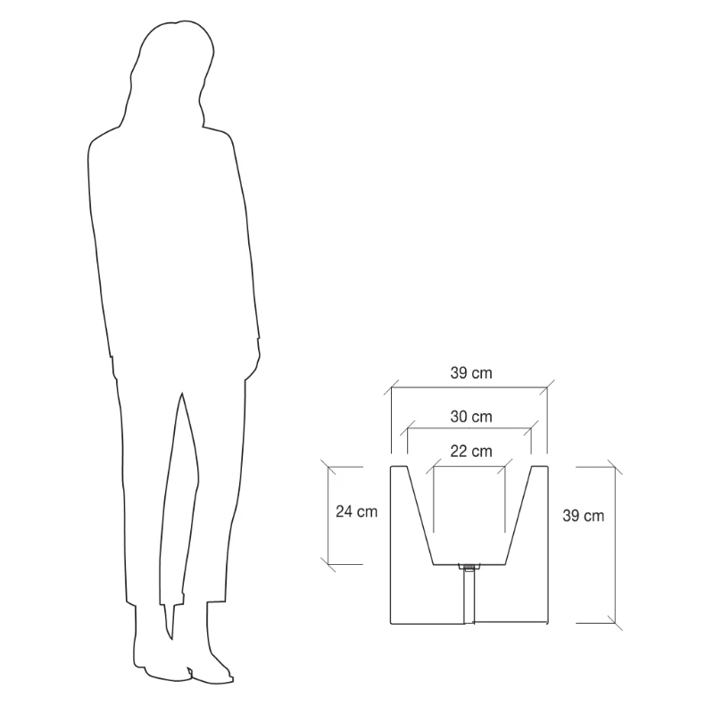 Farmet New Vaso Rettangolare Atlantis Cm 40 Antracite Nero 39x39x39