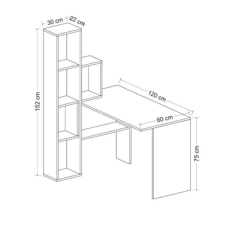 Homemania Scrivania Juliet W120xD90xH152 cm Bianco, Noce