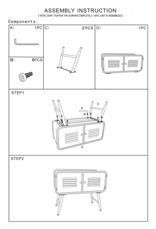 Mobiletto Iron School Coppia Cm  88X38X78 - Cm 70.5X30X58.5