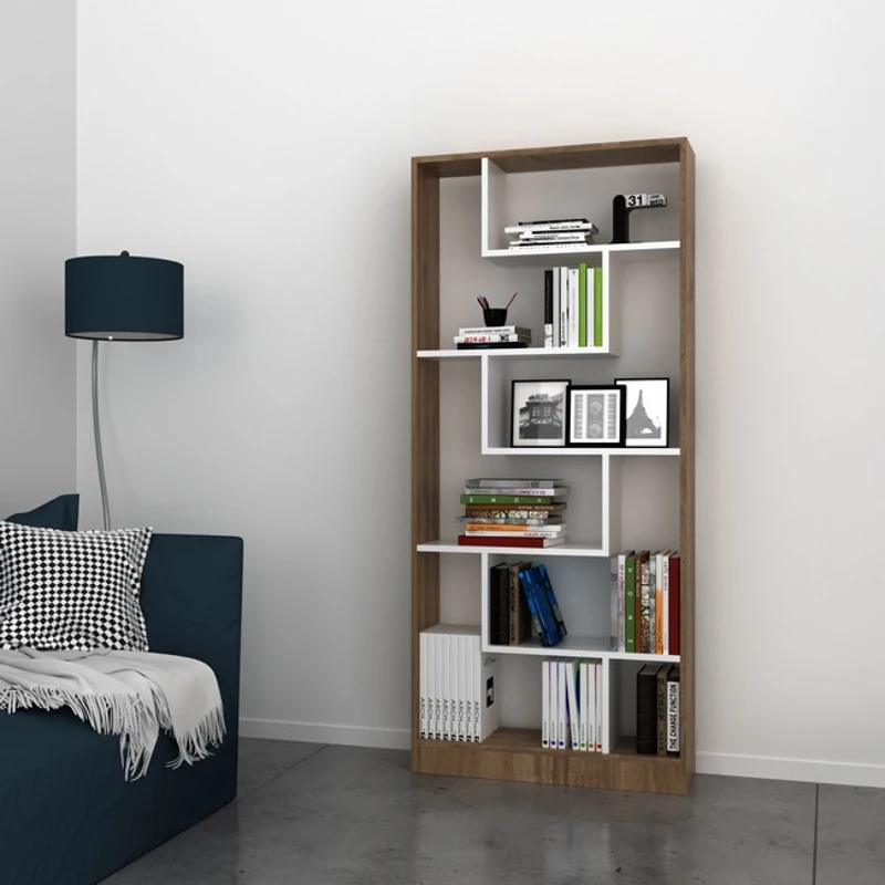 Homemania Libreria Riga W80xD22,2xH180,8 cm Bianco, Noce