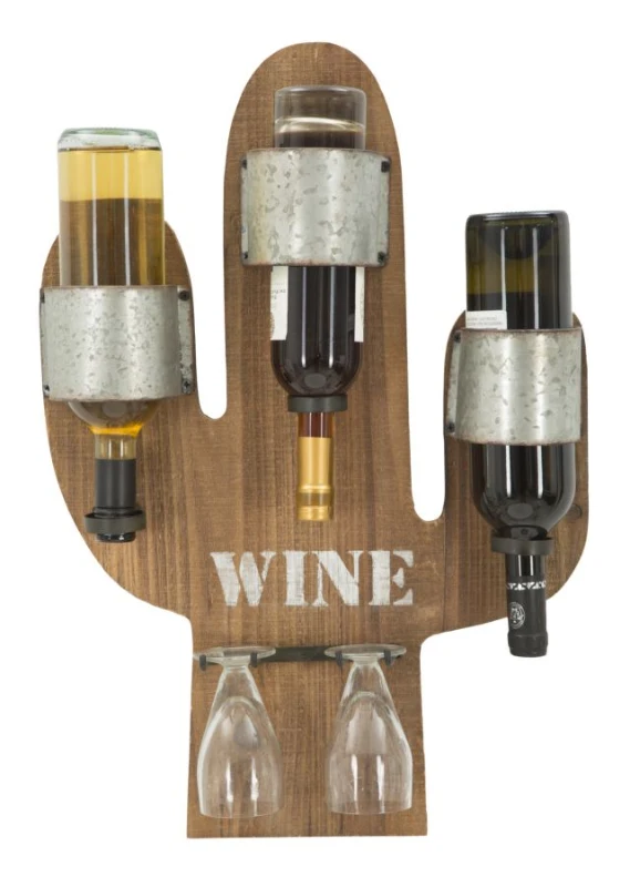 Porta Bottiglie Da Muro Cactus Cm 40X9.5X58