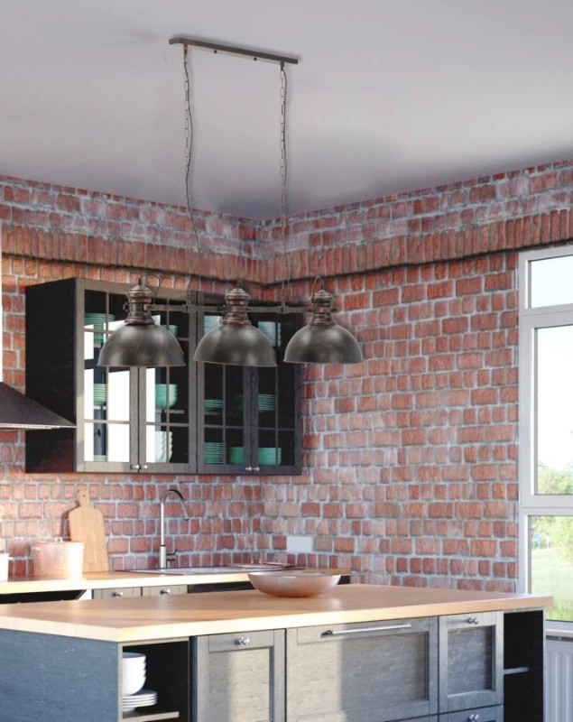 Lampadario 3 Luci Industry Cm 120X30X30 (Catena  85Cm)