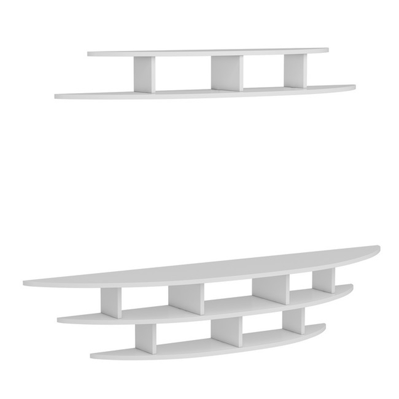 Homemania Alvino Mobile TV Lower Unit W176xD35xH35 cm, Upper Unit W147xD29xH18 cm Bianco