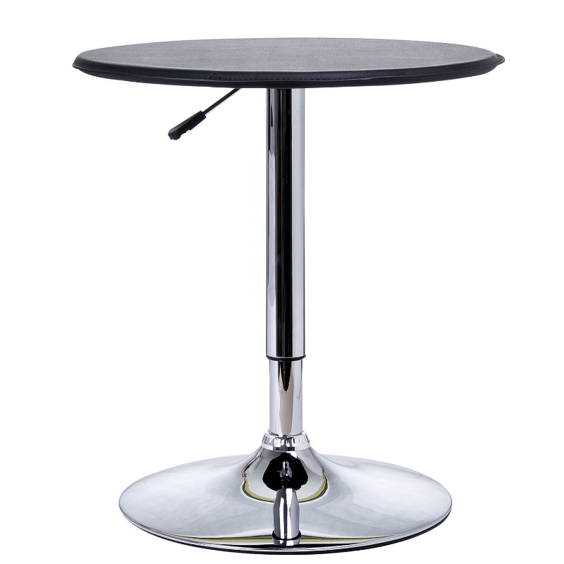 HOMCOM Chrome Steel Height Adjustable Round Bar Table Dinning Table Black