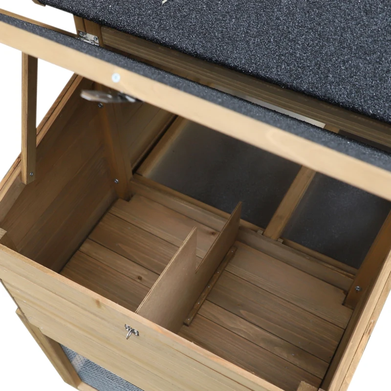 PawHut Chicken Coop, Rabbit Hutch, Hen House, Wooden Poultry Habitat with Outdoor Run, Nesting Box, Slide Out Tray, Lockable Doors, Ramp, Window, 176 x 66 x 110cm, Natural