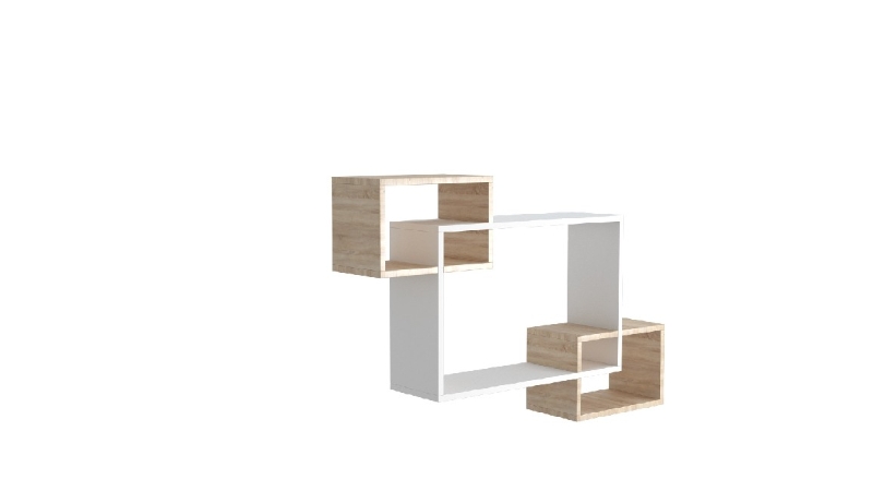 Mensola Davis Porta Libri con Ripiani da Parete Bianco e Sonoma in Legno L100xP20xA59,2 cm