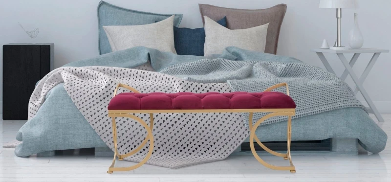 Panca Glam Luxy Bordeaux Cm 103X43X47