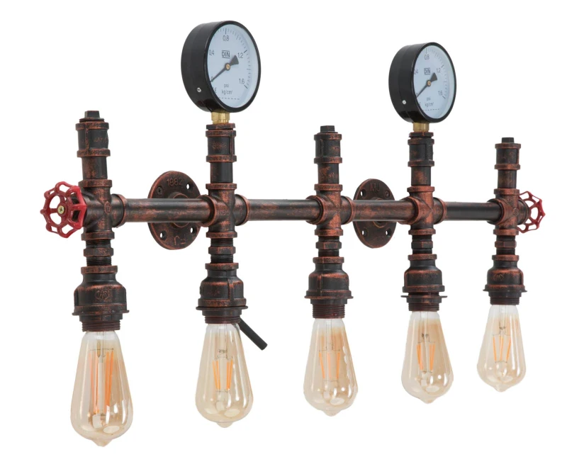 Lampada Da Muro Industry 5 Luci Cm 86X9X32