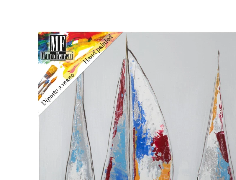 Dipinto Su Tela Barche A Vela -A- Cm 60X3X60
