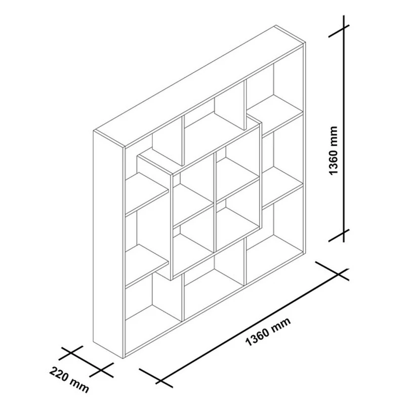 Homemania Libreria Leef W136xD22xH136 cm Bianco, Noce