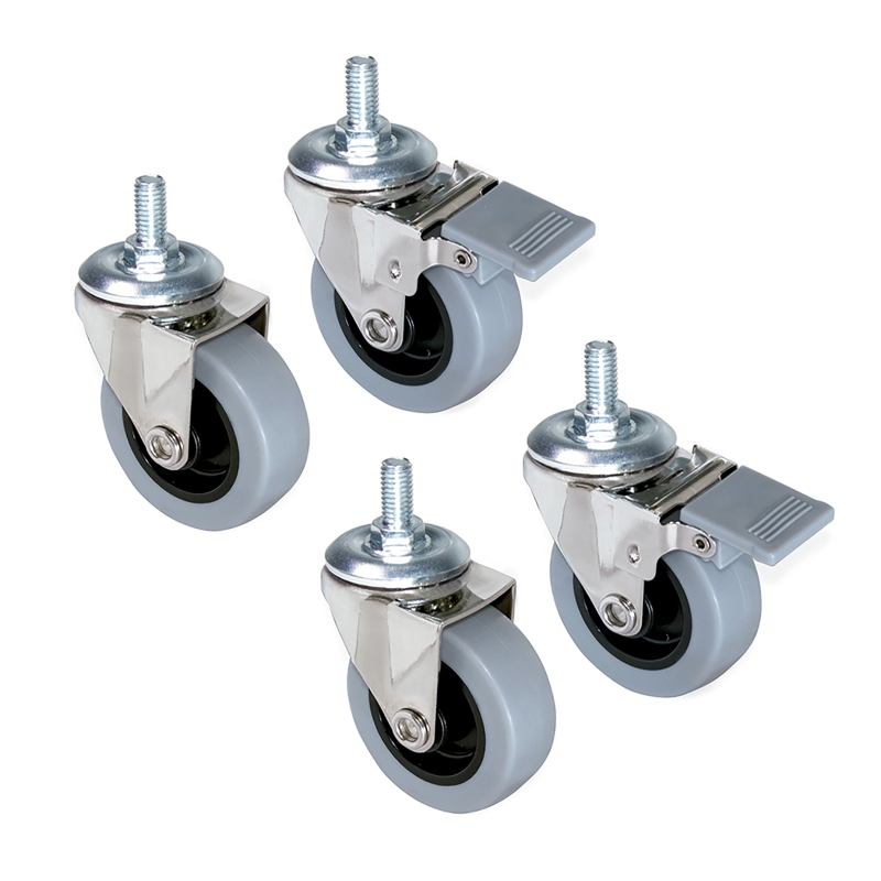 Emuca Kit di 4 ruote Slip 2 di D. 50 mm con perno M8 x 15 e cuscinetti a sfera