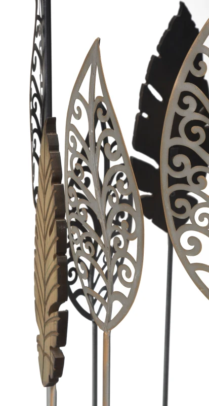 Tavolinetti In Ferro E Legno Foglie Coppia Cm 38X55-33X50