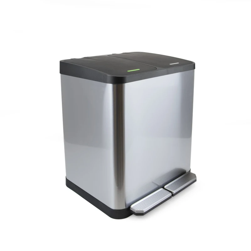 Emuca Contenitore Recycle Inox con scomparti, 2x15, Acciaio inossidabile, Acciaio inossidabile