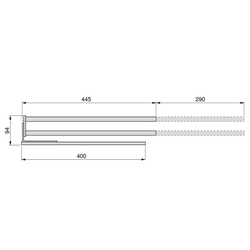 Emuca Porta asciugamani estraibile, 2 bracci, 440 mm, Alluminio, Bianco