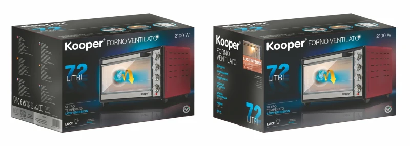 Kooper Forno 72 Lt Rosso 2100 W Ventilato Con Luce