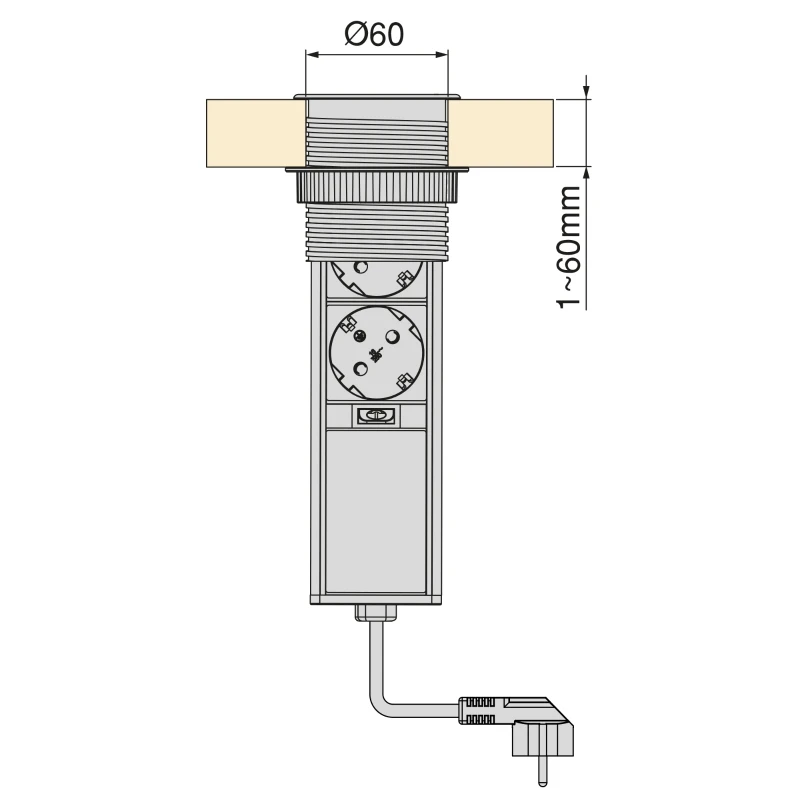 Emuca Torretta con 2 prese e con 2 usb, da incasso, a scomparsa, push, Acciaio e Plastica, inox