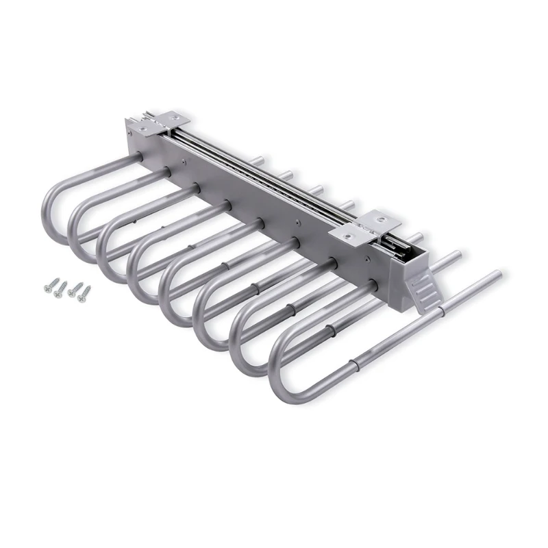 Emuca Porta pantaloni estraibile Keeper per il montaggio lato sinistro con finitura grigio metallizzato