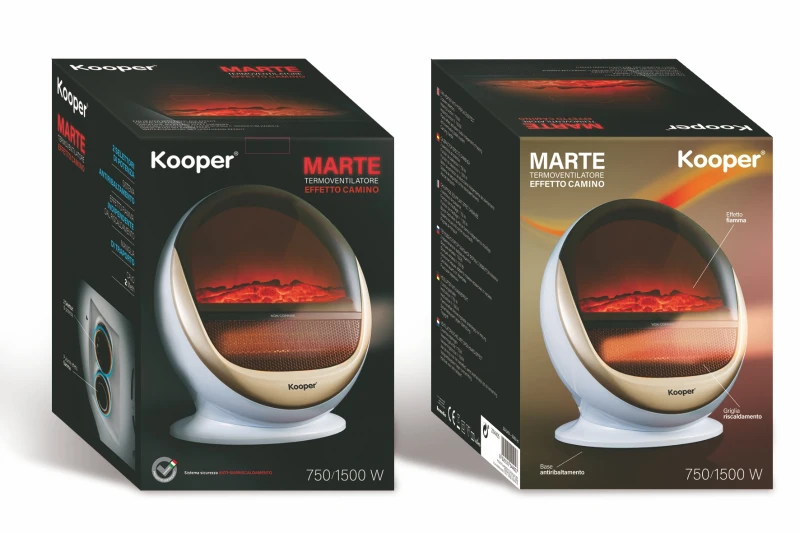 Kooper Termoventilatore Effetto Camino 1500 W Bianco E Or