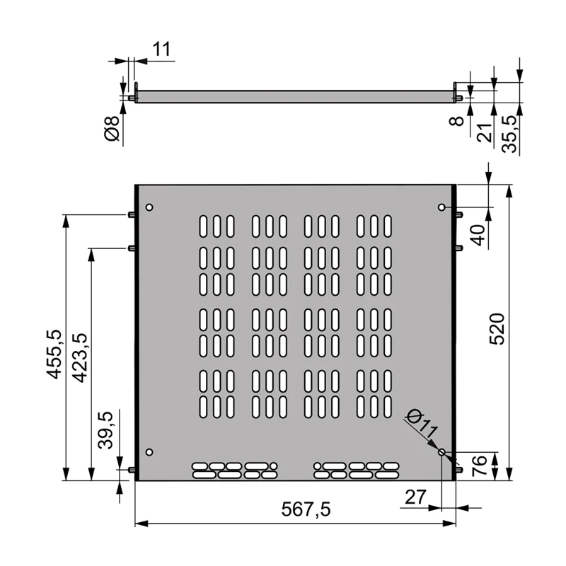 Emuca Base di ventilazione per frigorifero ad incasso, Modulo 600 mm, Plastica, Nero