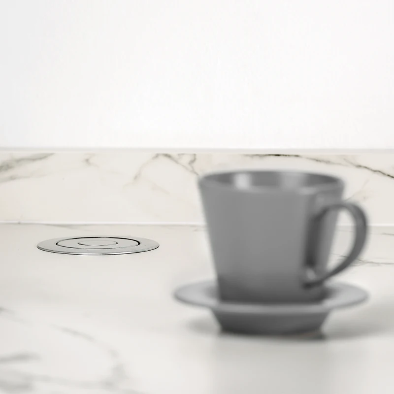 Emuca Torretta Multipresa Vertikal da incasso con 3 prese tipo Schuko e Connettori USB