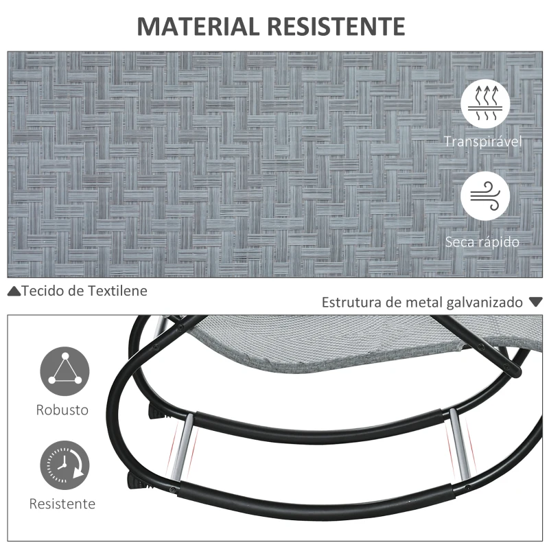 Outsunny Espreguiçadeira de Balanço de Exterior para Jardim Terraço Pátio Carga Máxima 160Kg 61x160x79 cm Cinza