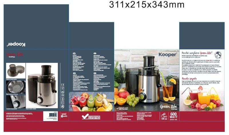 Kooper Green Life Centrifuga 600W Acciaio