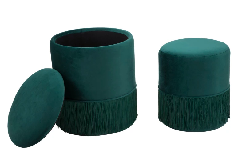 Puff Contenitore Lines Coppia Verde Cm Ø  35X42-30X32