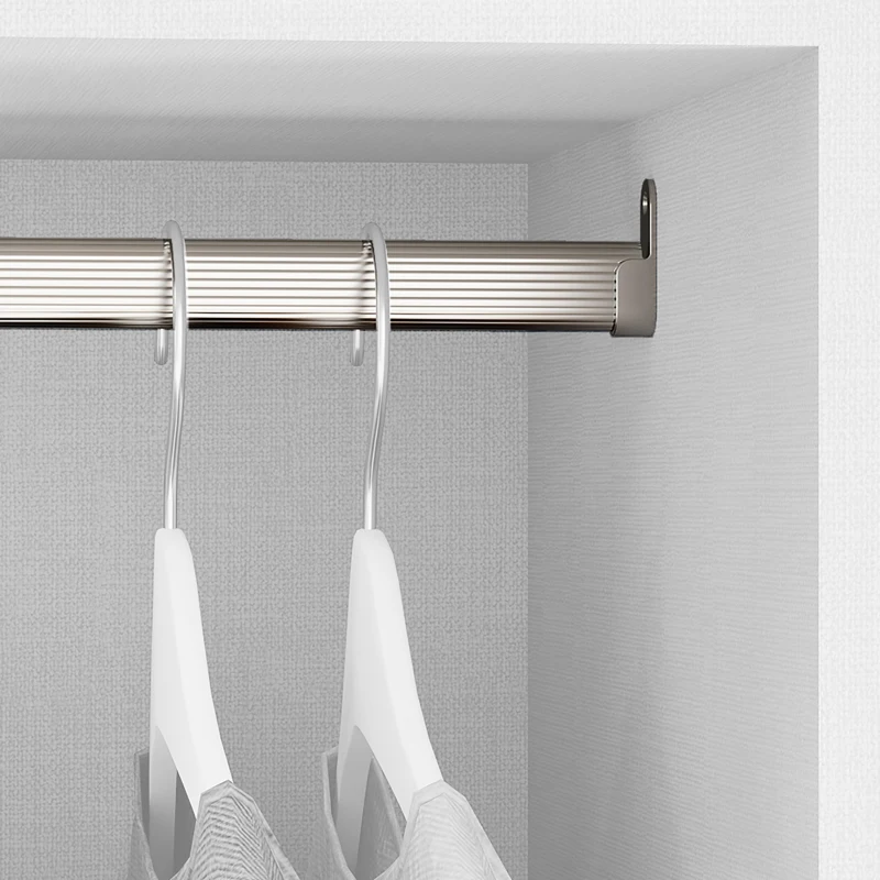 Emuca Kit di 2 tubi 30x15 mm di alluminio lungo 950 mm e supporti per armadio