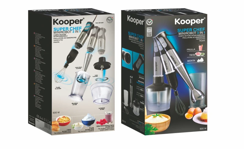 Kooper Super Chef Frullatore Immersione 3In1 600W Acciaio