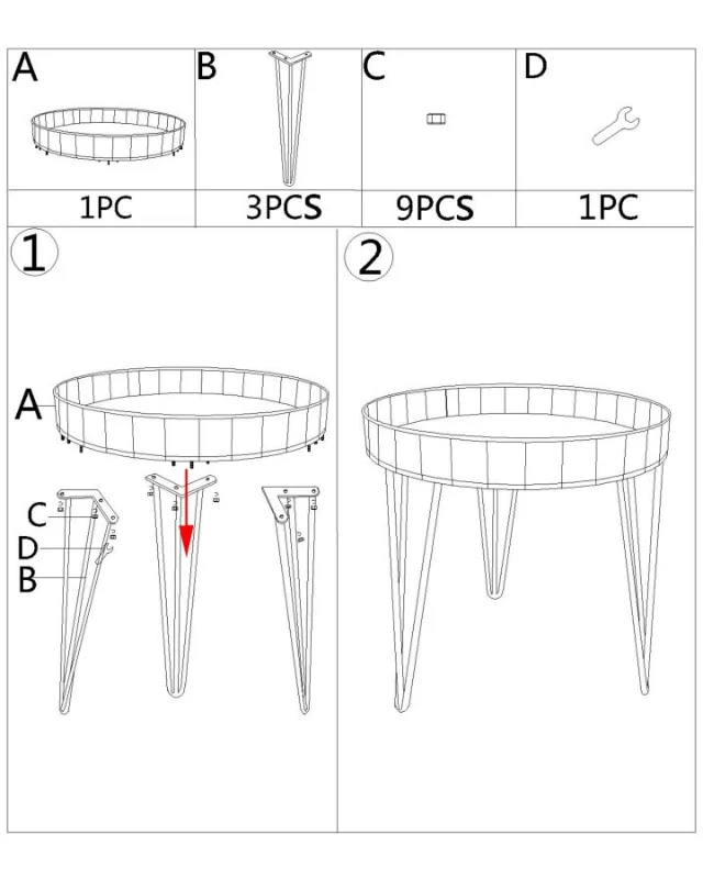 Tavolinetto Da Caffe' Glam Bordeaux Cm Ø 60X60