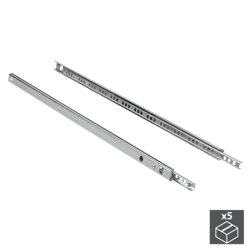 Emuca Lotto di 5 set di guide con sfere per cassetto ad estrazione parziale 17 mm x L 182 mm