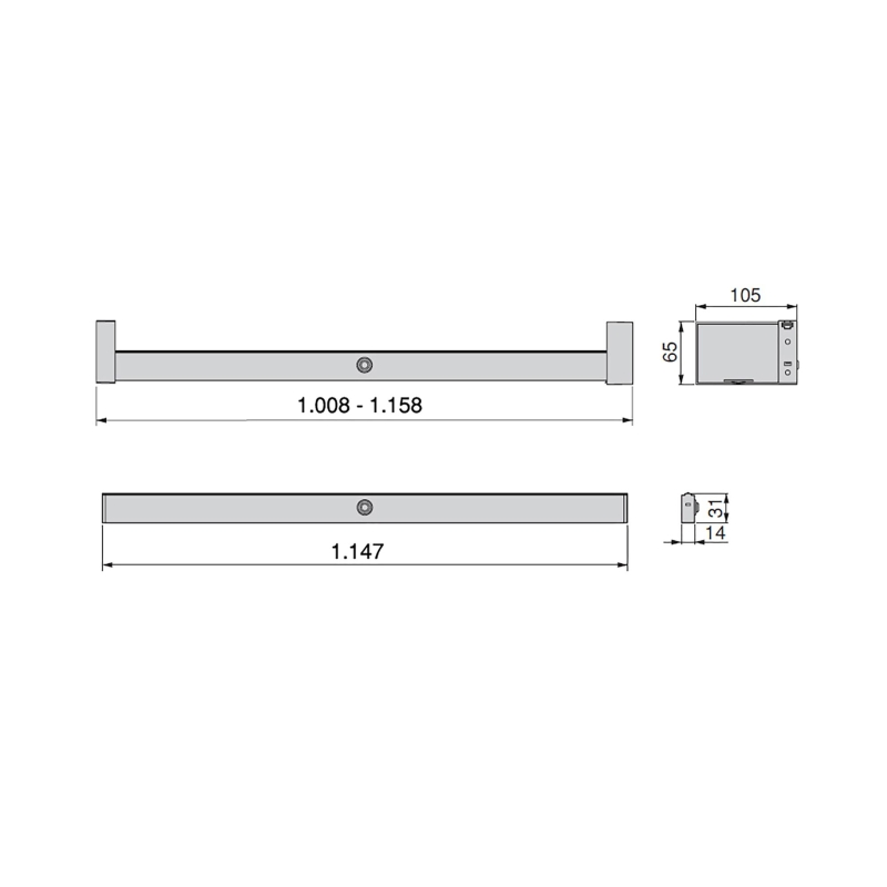 Emuca Barra appendiabili per armadi Castor con luce LED, batteria rimovibile e sensore di movimento, 1.158, Anodizzato opaco