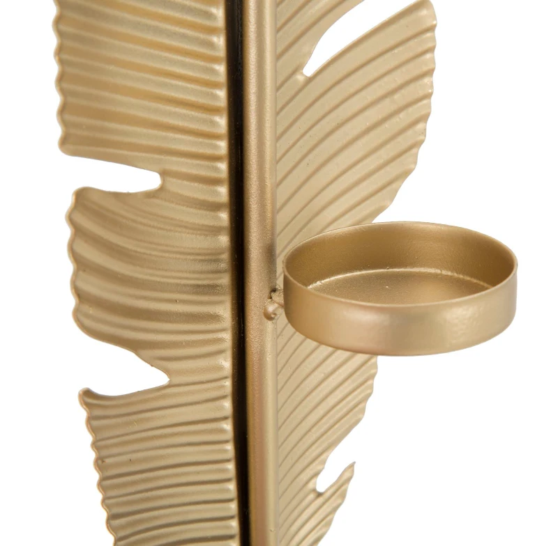 Scultura Foglia con Porta Candela Glam Cm 10X10X34 