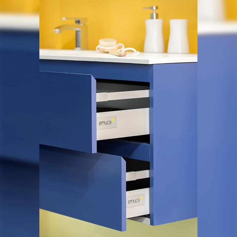 Emuca Kit cassetto per cucina Vantage-Q, altezza 83 mm, prof. 450 mm, chiusura soft, Acciaio, Grigio metallizzato